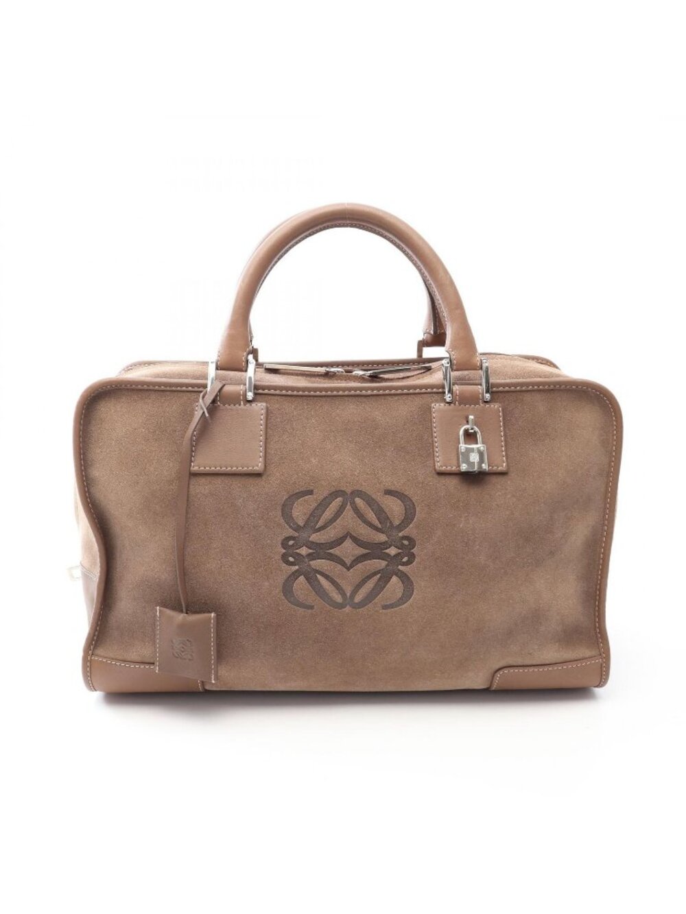 Loewe Handbag Amazona 36 Greige Suede Leather